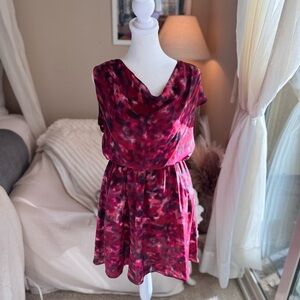 Alice + Olivia Pink and Black Abstract Midi Dress